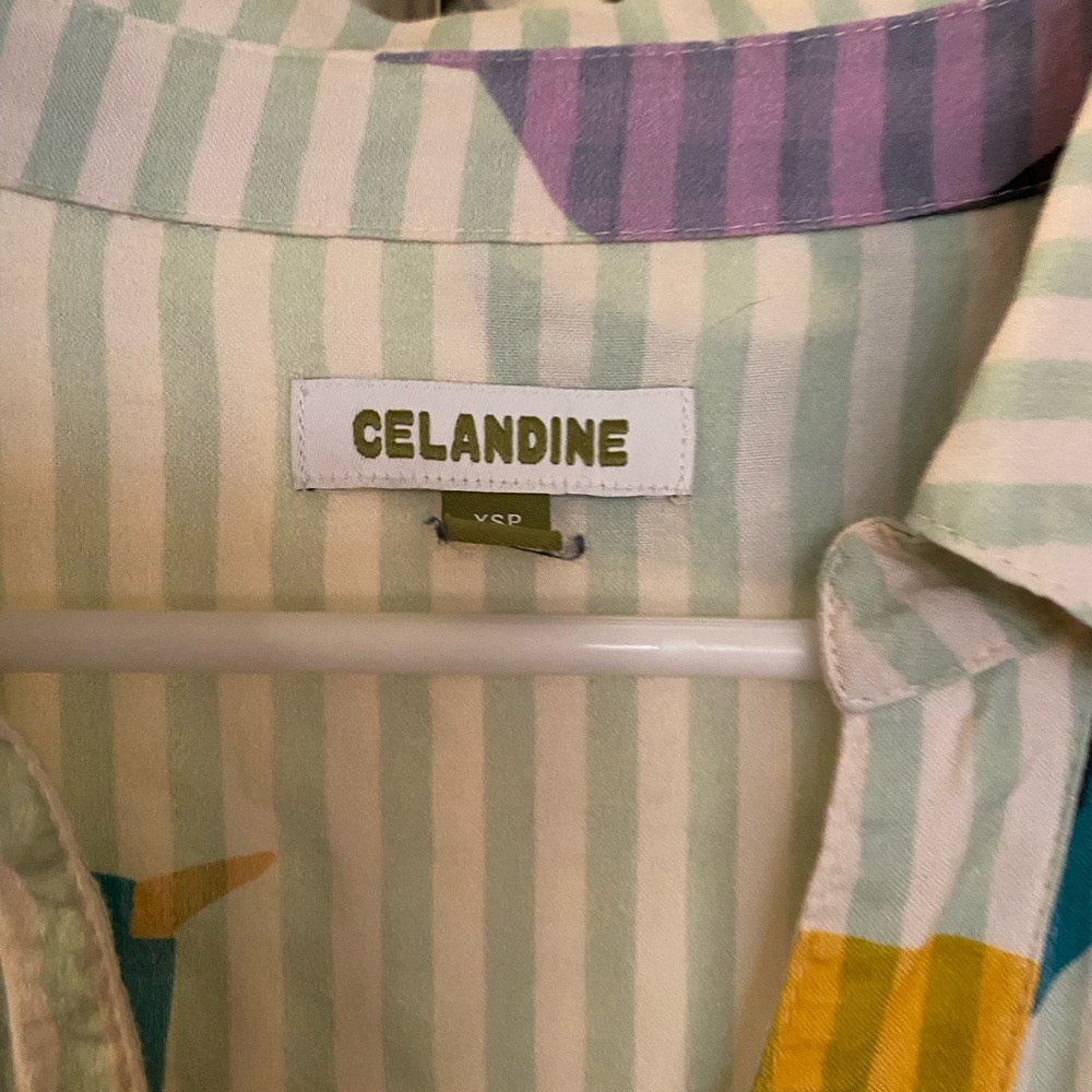 Anthropologie | Celandine | Carolita Printed Tiered Shirt Dress | Green | XSP - Picture 12 of 15